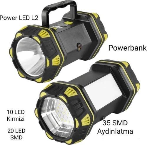 F-262 Yeni Güçlü Çift Taraflı Taşınabilir Spot Ve Işıldak Usb Powerbank Şarjlı Fener