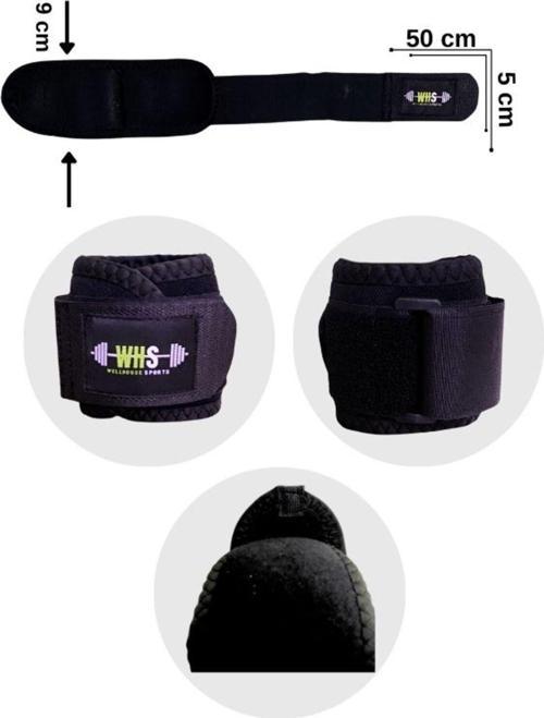 Siyah Bilek Destekli Ağırlık Kaldırma Cırtlı Bileklik