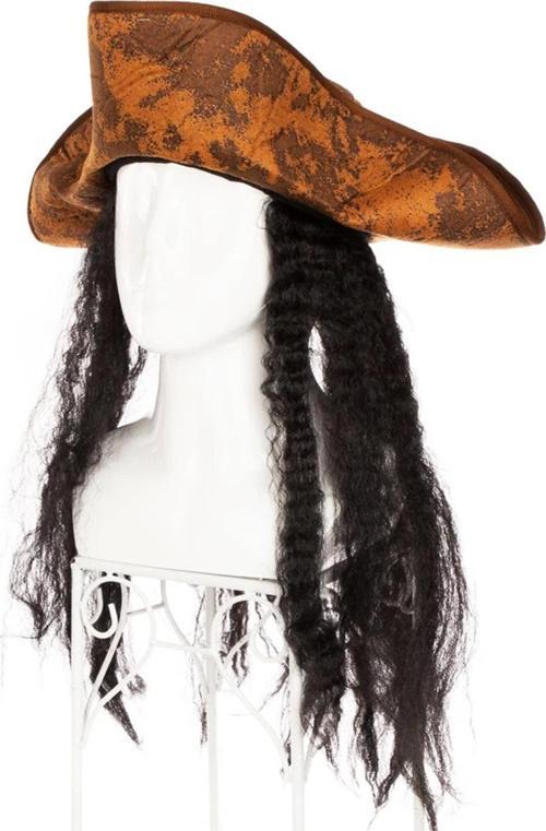 Siyah Saçlı Kaptan Korsan Şapkası