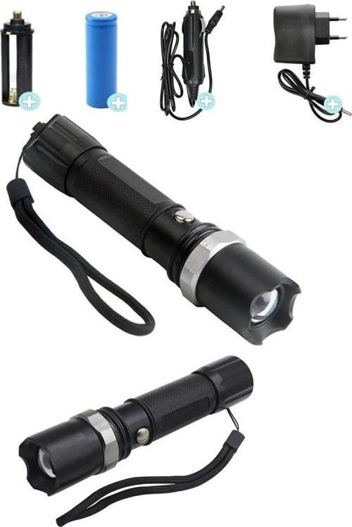 Swat Profesyonel Şarjlı El Feneri Ledli+flashlight+zoom Özellikli 6 Parça Full Set