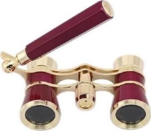 Nefis Işlemeli, Tiyatro / Opera Dürbünü 3x25 Prinç Metal Kaplamalı Retro Kahverengi