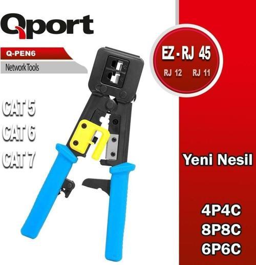 Q-Port Q-PEN6 Yeni Nesil Rj45 Rj11 Cat5 Cat6 Ağ Sıkma Pensesi Rj45 Pense