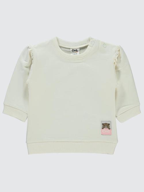 Basic Arma Etiketli 6-18 Ay Sweatshirt - Ekru9-12 Ay