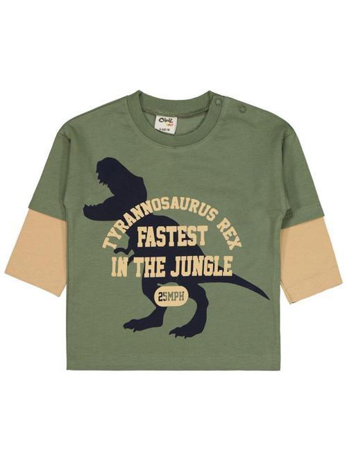 Dinazor Baskılı 6-18 Ay Sweatshirt - Haki18-24 Ay