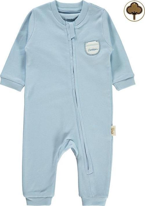 Organik Pamuklu Fermuarlı 0-6 Ay Tulum - Mavi0-1 Ay