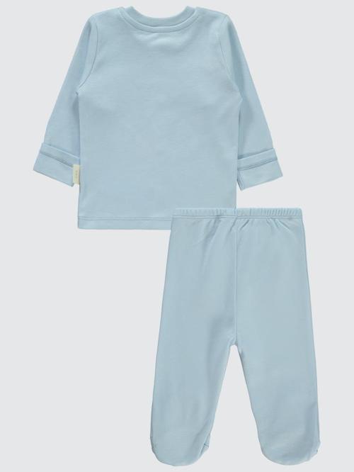Organik Pamuklu 0-6 Ay Bebe Pijama Takımı - Mavi0-1 Ay