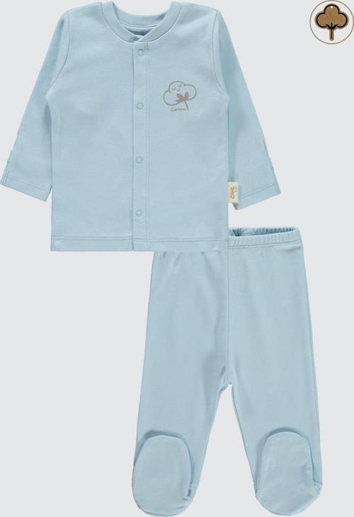 Organik Pamuklu 0-6 Ay Bebe Pijama Takımı - Mavi0-1 Ay