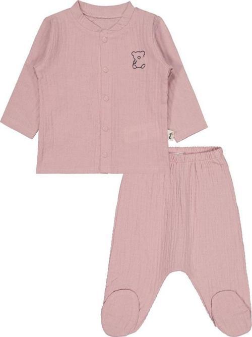 Ayıcık Baskılı 1-9 Ay Pijama Takımı - Pembe1-3 Ay