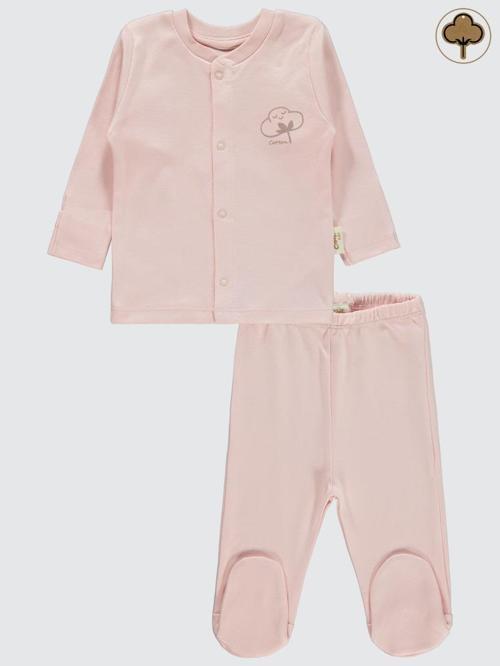 Organik Pamuklu 0-6 Ay Bebe Pijama Takımı - Pembe6-9 Ay