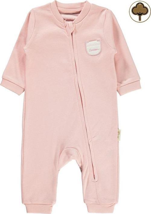 Organik Pamuklu Fermuarlı 0-6 Ay Tulum - Pembe0-1 Ay
