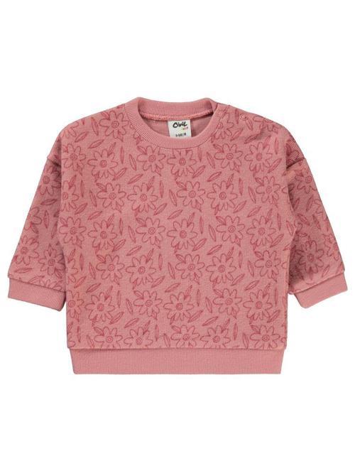 Çiçek Baskılı 6-18 Ay Sweatshirt - Pudra9-12 Ay