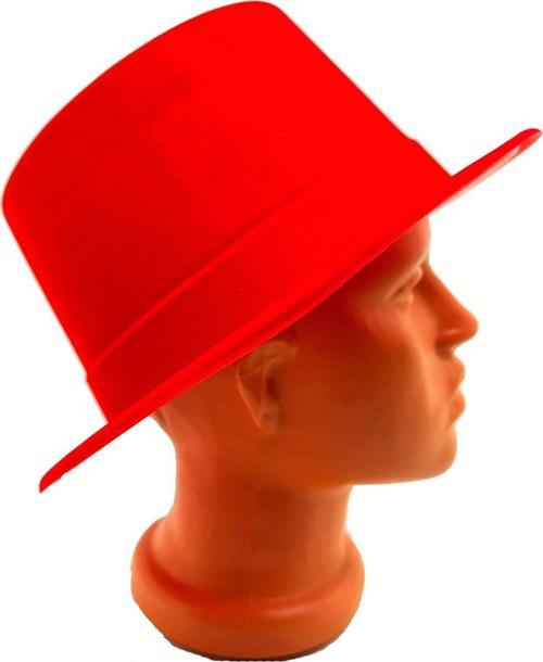 Kırmızı Renk Plastik Nubuk Kadife Flok Kaplama Fötr Şapka 11 Cm