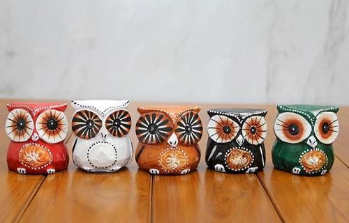 Ahşap 5'li Baykuş Seti Polos:8