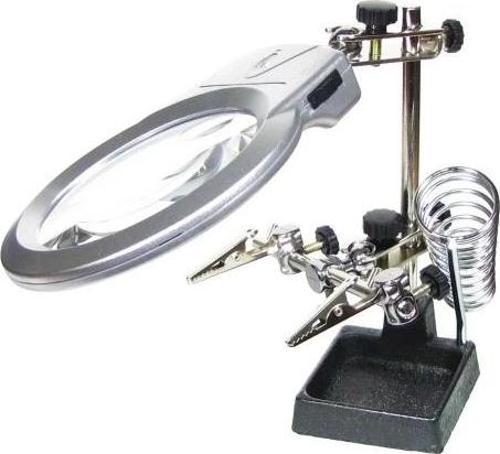 Ayarlanabilir Başlıklı Elektronikçi Yardım Lehim Standı Ile Ledli Büyüteç