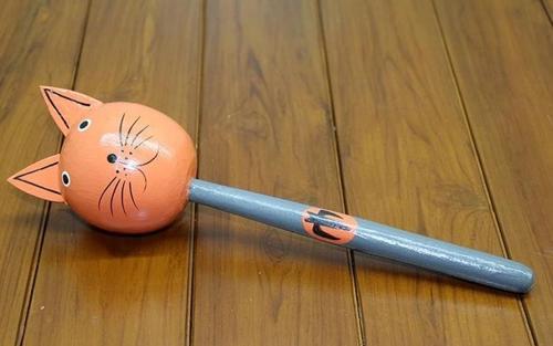 Ahşap Kedili Marakas Tekli Polos:28