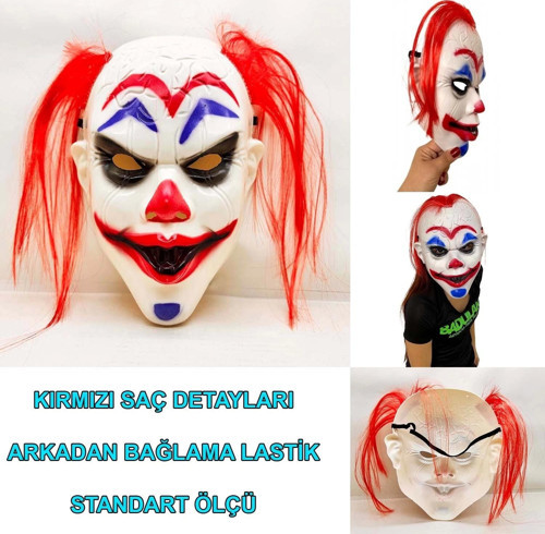 Kızıl Saçlı Joker Palyaço Maskesi
