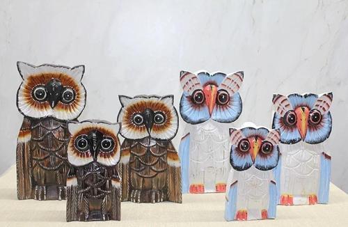 Ahşap 3'lü 30 Cm Baykuş Seti 3sutama-6