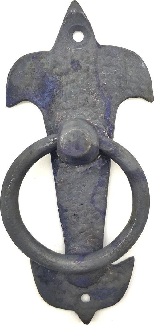 Antika Tarz Dekoratif Pirinç Lale Kapı Halkası - 165x70mm, Oksit
