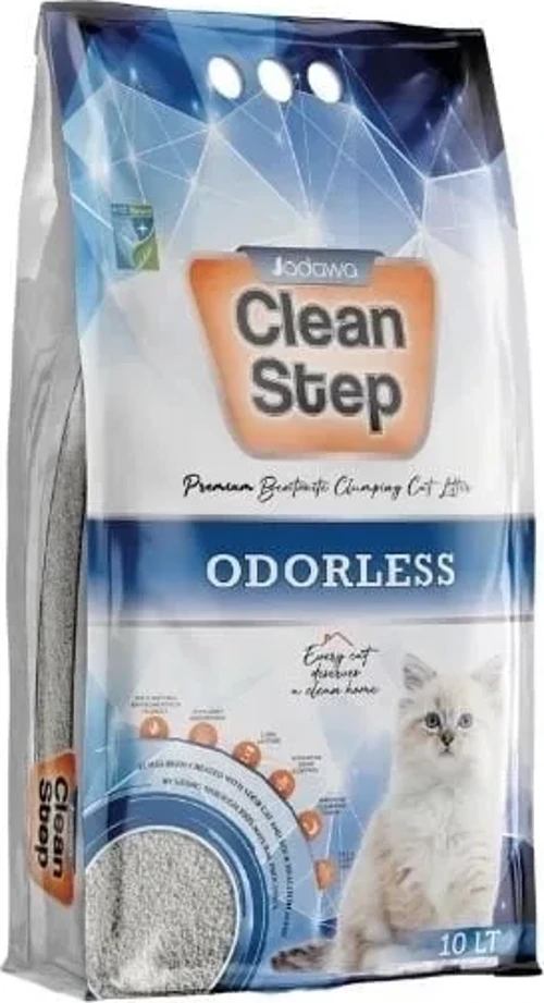 Clean Step Odorless Aktif Karbonlu Kokusuz İnce Taneli Topaklanan Bentonit Kedi Kumu 10 Lt
