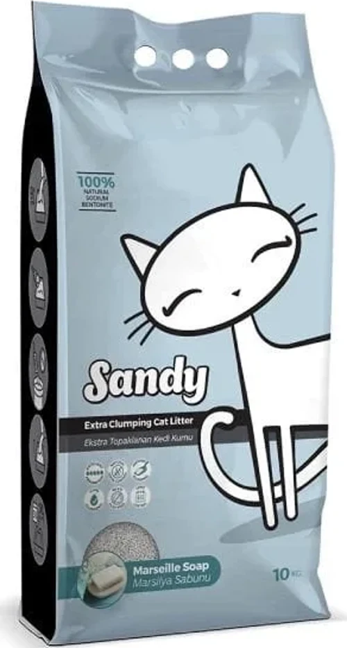 Sandy Sodyum Ultra Topaklaşan Marsilya Sabunlu Doğal Kedi Kumu 10 Kg