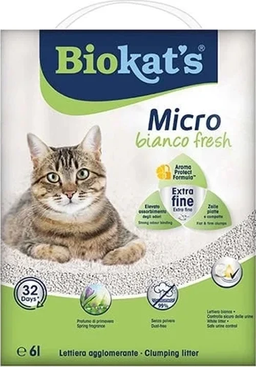 Biokats Micro Fresh Bahar Kokulu Topaklanan Doğal Kedi Kumu 6 Lt