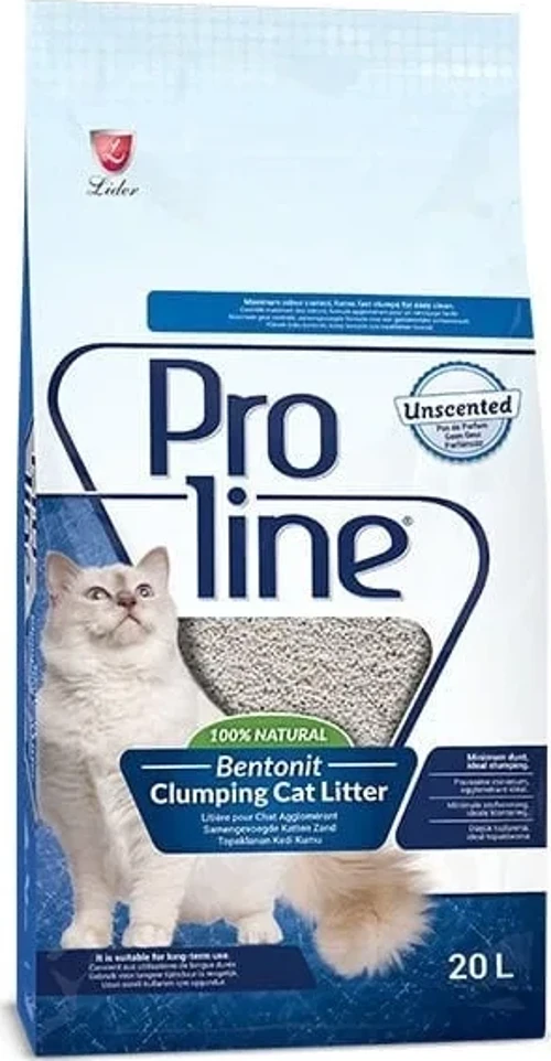 Proline Kokusuz İnce Taneli Topaklanan Bentonit Kedi Kumu 20 Lt