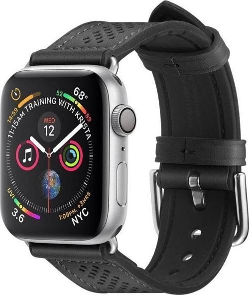 Apple Watch 42mm Seri 10 - 41mm Seri 9/8/7 - 40mm Seri SE2/SE/6/5/4 ile Uyumlu Kordon Kayış Band Retro Fit Black
