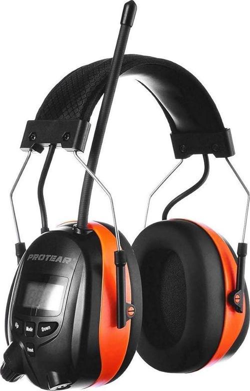 Bluetooth AM FM Radyo Kulaklıklar, 25dB Kulak Koruma - Turuncu