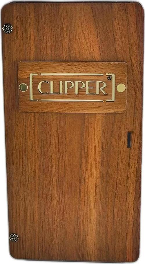 Ahşap Gazlı Metal Taşlı Çakmak Seti Gümüş