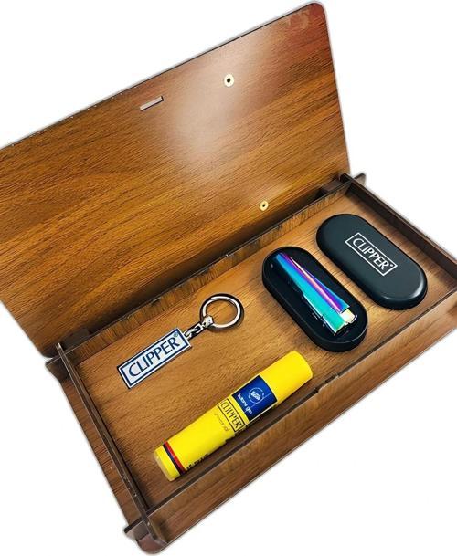 Ahşap Gazlı Metal Turbo Rüzgarda Sönmeyen Çakmak Seti Icy