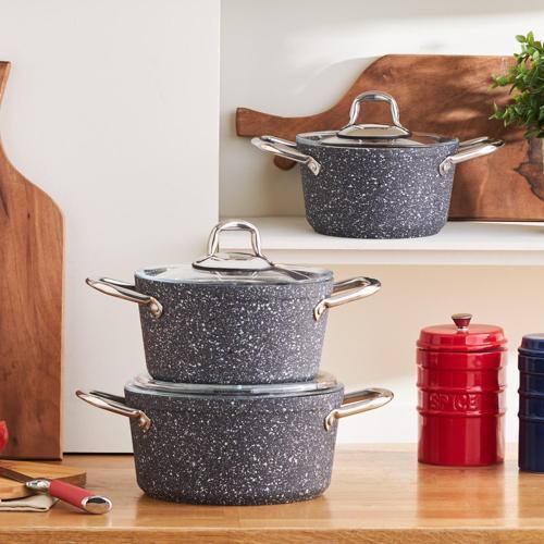 Biogranit Navy Stone 6 Parça Midi Tencere Seti