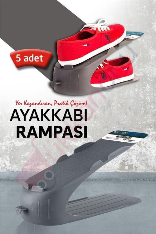 5 Adet Ayakkabı Rampası Ayakkabı Düzenleyici Organizer Antrasit