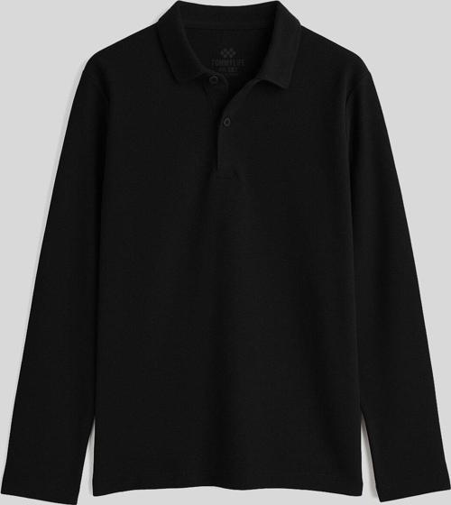 Siyah Polo Yaka Basic Uzun Kollu Erkek Çocuk T-Shirt - 11170