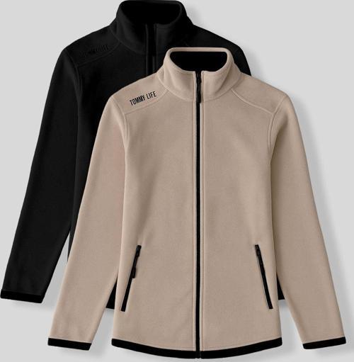 Rahat Form Dik Yaka 2li Paket Siyah-Koyu Bej Kadın Polar Sweatshirt - 97173