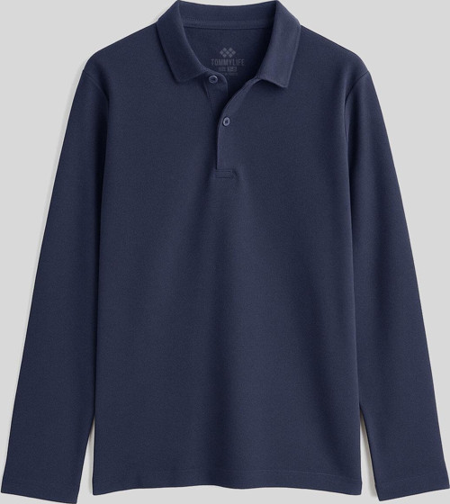 Lacivert Polo Yaka Basic Uzun Kollu Erkek Çocuk T-Shirt - 11170