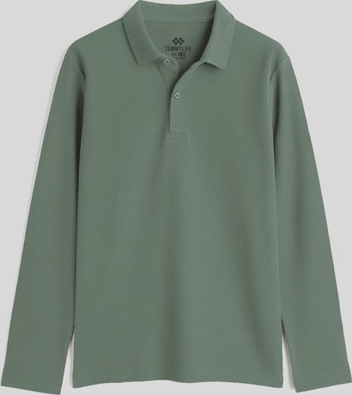 Çağla Polo Yaka Basic Uzun Kollu Erkek Çocuk T-Shirt - 11170