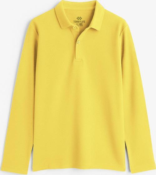 Sarı Polo Yaka Basic Uzun Kollu Erkek Çocuk T-Shirt - 11170