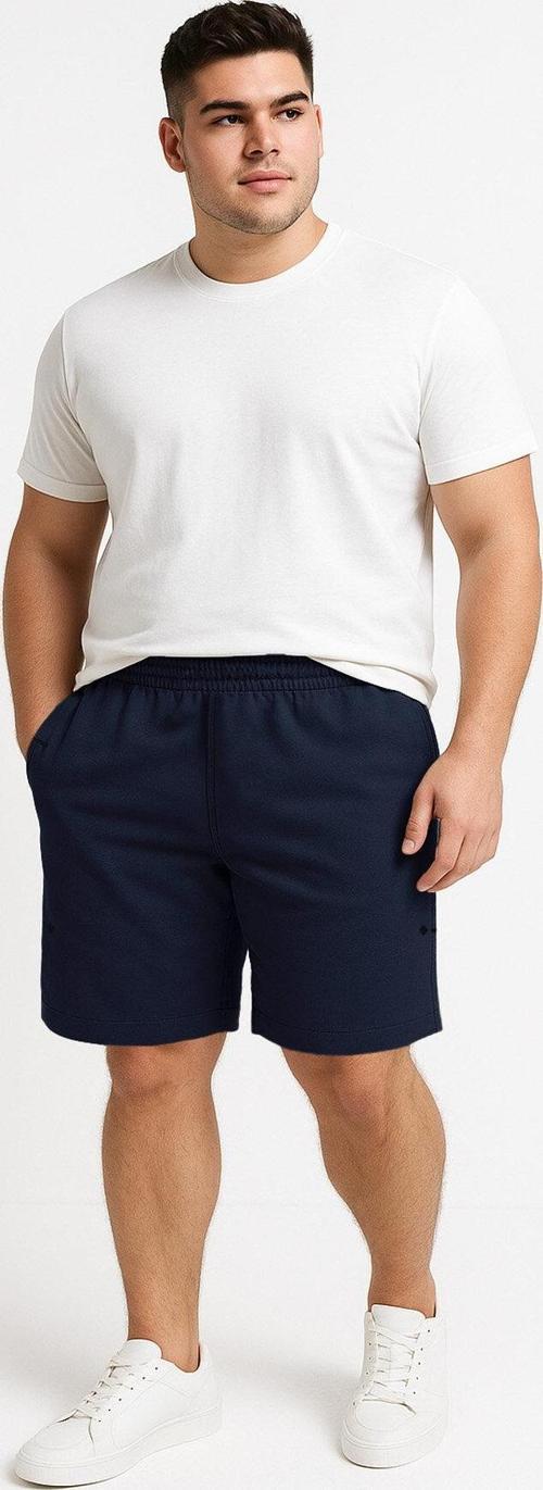 Lacivert Rahat Form Bağcıklı Cep Detaylı Battal Büyük Beden Erkek Şort - 81297