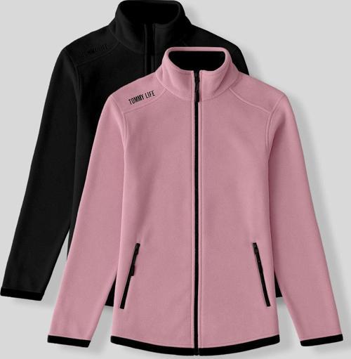 Rahat Form Dik Yaka 2li Paket Siyah-Gül Kurusu Kadın Polar Sweatshirt - 97173