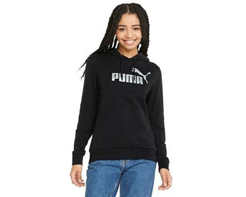 Ess+ Metallic Logo Hoodie Kadın Günlük Sweatshirts 84909651 Siyah