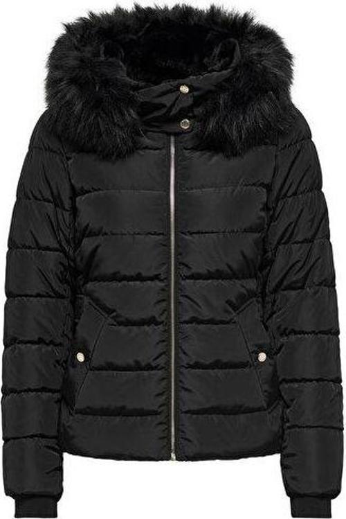 Onlcamilla Quilted Furhood Jacket Cc Otw Kadın Günlük Mont 15204607-BLACK Siyah