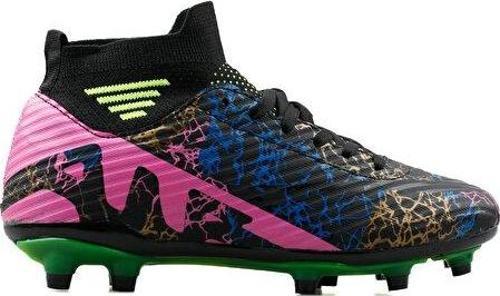 Çocuk Çim Zemin Kramponu GKRP-SIYAH-SARI-DESENLI Renkli