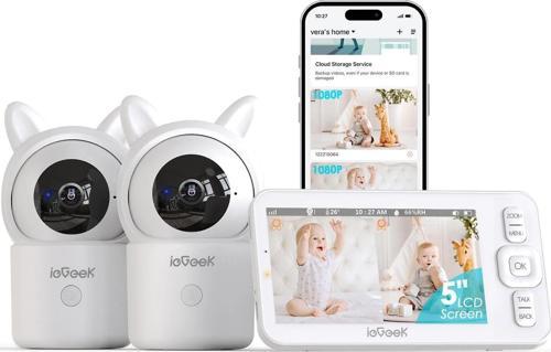 Bebek Monitörü Kamera ve Ses, 5 Inc HD Gece Görüşü - 2 Kamera