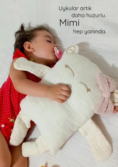 Çocuk Bebek Müslin Uyku Arkadaşı – Mimi Ayıcık El Yapımı Büyük Yastık
