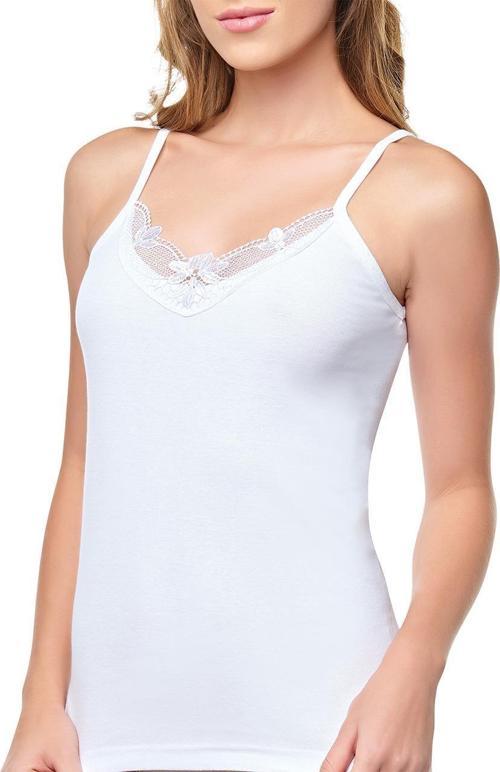 6 Adet Tutku Bayan İp Askı Güpürlü Atlet Beyaz