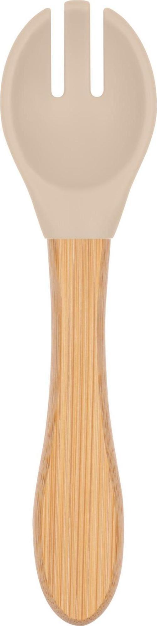 Bambu Saplı Silikon Mama Çatalı Latte Bej