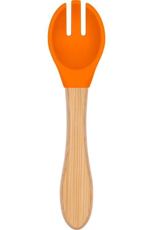 Bambu Saplı Silikon Mama Çatalı Sunset Turuncu
