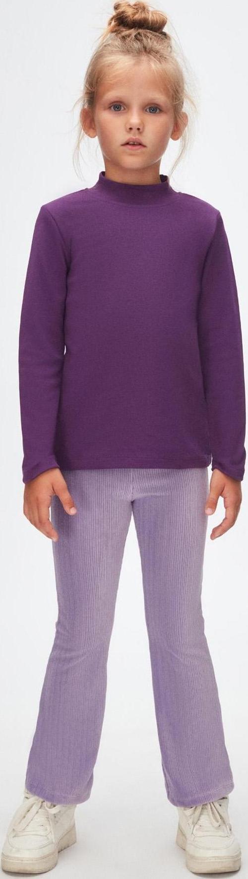 Mor Basic Kışlık Yarım Balıkçı Yaka Uzun Kollu Kız Çocuk Tişört