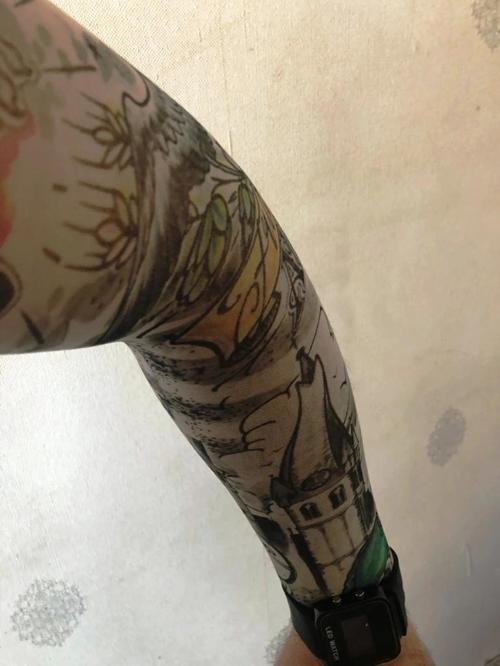 Çift Kol Giyilebilir Dövme Manzara Desenler Tattoo Sleeve