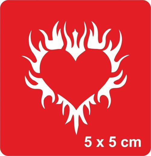 Alevli Kalp Tattoo Geçici Dövme Şablonları Kına Kalıpları